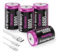Batteria ricaricabile tipo D, 8800 mWh 1,5 V celle D, ricarica rapida tramite USB-C (4 pezzi)