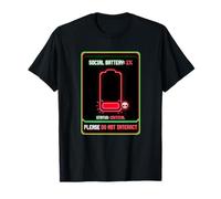 Batteria Sociale 1% a Basso consumo energetico Pixel Art Salute mentale Maglietta