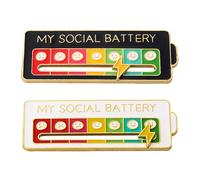 Batteria Sociale Pin,2 Pezzi My Social Battery Pin,Pin Della Batteria Sociale,Spilla Di Batteria Sociale,Spilla di Umore sociale Divertente,Batteria sociale Smalto Pin Badge Nizza spilla Gioielli