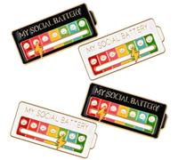 Batteria Sociale Pin,4 PCS Pin Della Batteria Sociale My Social Battery Pins Spilla di Umore Sociale Divertente per L'umore Sociale per 7 Giorni per Donne E Uomini Bel Regalo Creativoi