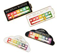 Batteria Sociale Pin,4 PCS Pin Della Batteria Sociale Spilli Nuvola Battery Pins Spilla di Umore Sociales Divertente per L'umore Sociales per 7 Giorni per Donne E Uomini Bel Regalo Creativoi