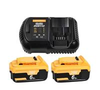 Batteria Sostitutiva Al Litio DCB200 20V 6000mAh, Compatibile Con Dewalt, 18V DCB184 DCB200 DCB182 DCB180 DCB181 DCB182 DCB201 DCB206(Charger 2Battery)