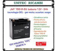 Batteria tecnologia GEL pronta all'uso JMT YB9-B-BS 12v 9Ah 120A scooter vespa