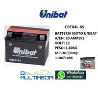 BATTERIA UNIBAT CBTX12-BS YTX12-BS PIAGGIO BEVERLY 300 I.E. 4T HPE 2024