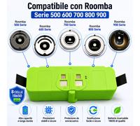 Batteria universale 6000mAh per iRobot Roomba 540 550 551 555 560 562 563