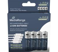 MediaRange Batterie ricaricabili USB-C agli ioni di litio, Mignon AA, 1,5 V, 1,400 mAh, confezione da 4