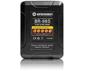 Batteria V-mount Bresser 98Wh compatta con D-Tap & USB, 6,8Ah, display LED, per fotocamera, luce e smartphone