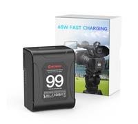 Batteria V Mount, Moman Power99 Vlock Batteria Mini 99Wh/14.4V 530g con Uscite Dual D-Tap e 65W USB-C Compatibile per Videocamera BMPCC 4k/6k Blackmagic Luci a LED ecc, Batteria-V-Mount-Lock-Battery