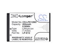 BATTERIE 820mAh Tipo LP-E12 LC-E12 Per Canon Rebel SL1 Digitale
