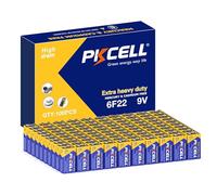 Batterie 9V 6F22 PKCELL, Pila 9V a Lunga Durata per Rilevatori di Fumo, Sensori di Allarme Antifurto, Batteria Quadrata per Irrigatore Giardino, Confezione da 100