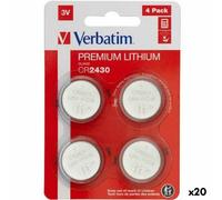 Batterie a Bottone a Litio Verbatim 3 V CR2430 4 Pezzi [20 Unità]