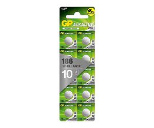 BATTERIE A BOTTONE GDP LR43 V12GA, Alcalina, 120 mAh, 1,5 V, 10 pezzi