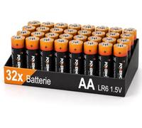 Batterie AA 32 Pezzi Alcaline LR06 - Lunga Durata Fino a 10 Anni, 1,5V | Affidabili per telecomandi, controller per console e vari dispositivi di uso quotidiano - Senza cadmio, piombo e mercurio