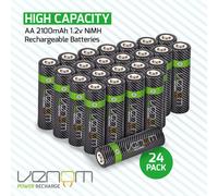 Venom Power - Batterie ricaricabili AA ad alta capacità da 2100 mAh, confezione da 24