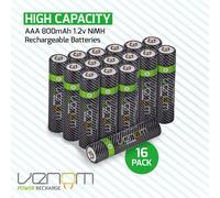 Batterie AAA ricaricabili Venom - Alta capacità 800 mAh 1,2 V NiMH - Confezio...