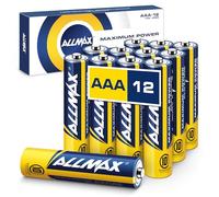 Batterie Alcaline AAA MICRO (LR03) Allmax Maximum Power (12 pezzi): Durata ultra-lunga, conservazione per 10 anni, tenuta stagna, compatibili con i dispositivi (1,5 Volt)