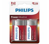 2 Philips Power Alkaline D Lr20 Batterie 1.5v Mono Mn1300 2bl Scadenza 2030