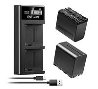 Batterie ENEGON NP-F970 (8400 mAh, 2 pezzi) e kit caricabatterie LCD, compatibili con le batterie Sony NP-F930, NP-F950 e NP-F960