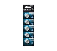 everActive CR2032 3 V, 5 batterie al litio a bottone, batteria più potente, durata di 10 anni, 5 pezzi, 1 blister