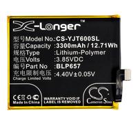 Batterie Li-Polymer 3,85V 3300mAh / 12,71Wh BLP657 Per Oneplus 6