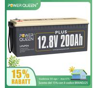 Batterie LiFePO4 al Litio 12V 200Ah PLUS Potenza di Uscita 2560W con BMS 200A