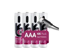 Batterie Mini Stilo AAA Ricaricabili con Cavo USB-C 4in1 1,5V 400mAh/703mWh +1000 Cicli di Ricarica Pile Litio HR3 Ministilo Uniross Tastiere Mouse Telecomandi Lunga Durata Alta Qualità - 4 Batterie