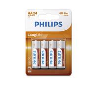 BATTERIE PER USO DOMESTICO PHILIPS LongLife R6L4B/10 AA - Monouso Alcaline, 4 Pezzi, Lunga Durata