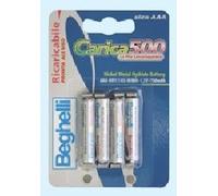 BATTERIE PILE BEGHELLI RICARICABILI MINISTILO AAA - HR 11/45 - NIMH - 1,2V - 800 MAH.