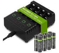 Batterie AAA ricaricabili ad alta capacità più dock di ricarica - Include 8 x...