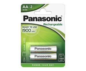 BATTERIE RICARICABILI AA PANASONIC Stilo NiMH 1900mAh 2 pz