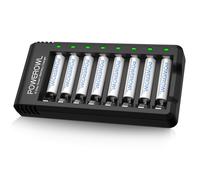 Batterie Ricaricabili AAA, POWEROWL 8 Pezzi 1000 mAh Batteri Caricabatterie+8AAA