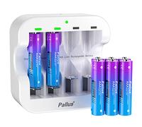 Batterie ricaricabili al litio AAA da 1,5 V, ad alta capacità, 1100 mWh, confezione da 8 ricariche triple A, ricarica rapida in 2 ore, con caricabatterie a 4 slot, bassa autoscarica, per mouse