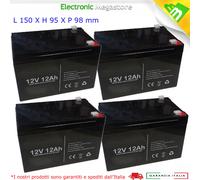 BATTERIE RICARICABILI AL PIOMBO 12V 12A ERMETICA PACCO DA 4 PEZZI 48V PER BICI