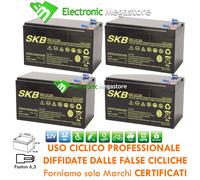 BATTERIE RICARICABILI AL PIOMBO 12V 12A ERMETICA PACCO DA 4 PEZZI 48V PER BICI