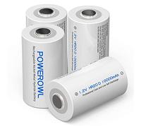 Batterie Ricaricabili D,POWEROWL 10000mAh Pile Ricaricabile Stilo D Torcia D HR20 Mono,Confezione da 4 Pezzi (1200 cicli, 1,2 V, Ni-MH)