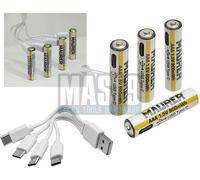 BATTERIE RICARICABILI USB MAURER AA 2550mwh 4 pz
