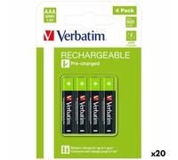 Batterie Ricaricabili Verbatim 1,2 V AAA LR03 4 Pezzi [20 Unità]