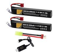 Batterie softair 11,1 V 30C 2800 mAh batteria lipo airsoft Deans T Plug con caricatore USB, per cavo Mini Tamiya batterie ricaricabili per pistola Airsoft modello splatrball accessori-2 pezzi