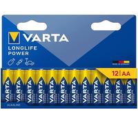 VARTA Longlife Power, Batteria alcalina, AA, Mignon, LR6, 1,5V, confezione da 12, Made in Germany