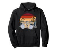 Batterista Retro Strumento Musicale Musica Batteria Drummer Felpa con Cappuccio