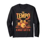 Batterista retrò The Tempo Is What I Say Band Lover Distressed Maglia a Manica