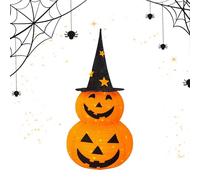 Battery Powered Pumpkin Night Light, Halloween Decoration, LED Multi Mode Lamp, Stylish Top Hat Accent, Soft Warm Lighting, Portable Size, Excellent for Indoor, Yard, Party, Fall Seasonal Use
