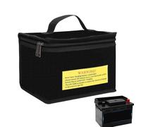 Battery Storage Case, Fireproof Battery Safe, Organizer with Tester, Large Capacity, Sturdy Material, Black, 8.46x5.71x6.5 inches for Home and Workshop Use