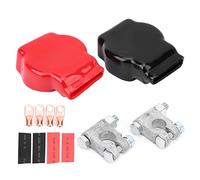 Battery Terminal Top Post Kit | Protective Copper Terminals with Heat Shrink Tubes | Positive Negative Connectors for Cars/Trucks/Boats | 17mm 16mm Fitment