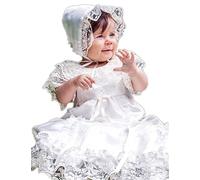 battesimo grace-estelle in avorio pizzo e raso bianco off white bow 80/86, 11-18 month, chest 20,5 in.