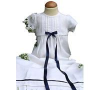 battesimo in lino bianco con navy look e maniche corte da Grace of Sweden bianco White bow 62, 3-6 months, chest 18 in.