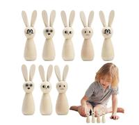 Battesimo incompiuto in legno, coniglio incompiuto in legno, figure PEG, set di 8 statuette | Pep Dolls figure per dipingere Paster Crafts Toys ornamenti per la tavola delle feste