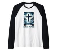 Battesimo L'Ho Lasciato in Acqua Matteo 28 19 Croce Religiosa Maglia con Maniche Raglan