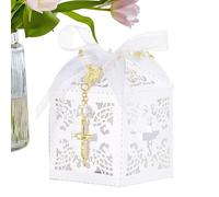 Battesimo per Ospiti Mini Croce con Rosario e Scatola Ricordo con Sacchetti | Comunione Per Celebrazione Matrimonio in Chiesa, Messa Domenicale e Servizi Commemorativi