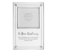 Battesimo Portafoto Argento Placcato 3'x 3' with Scritta